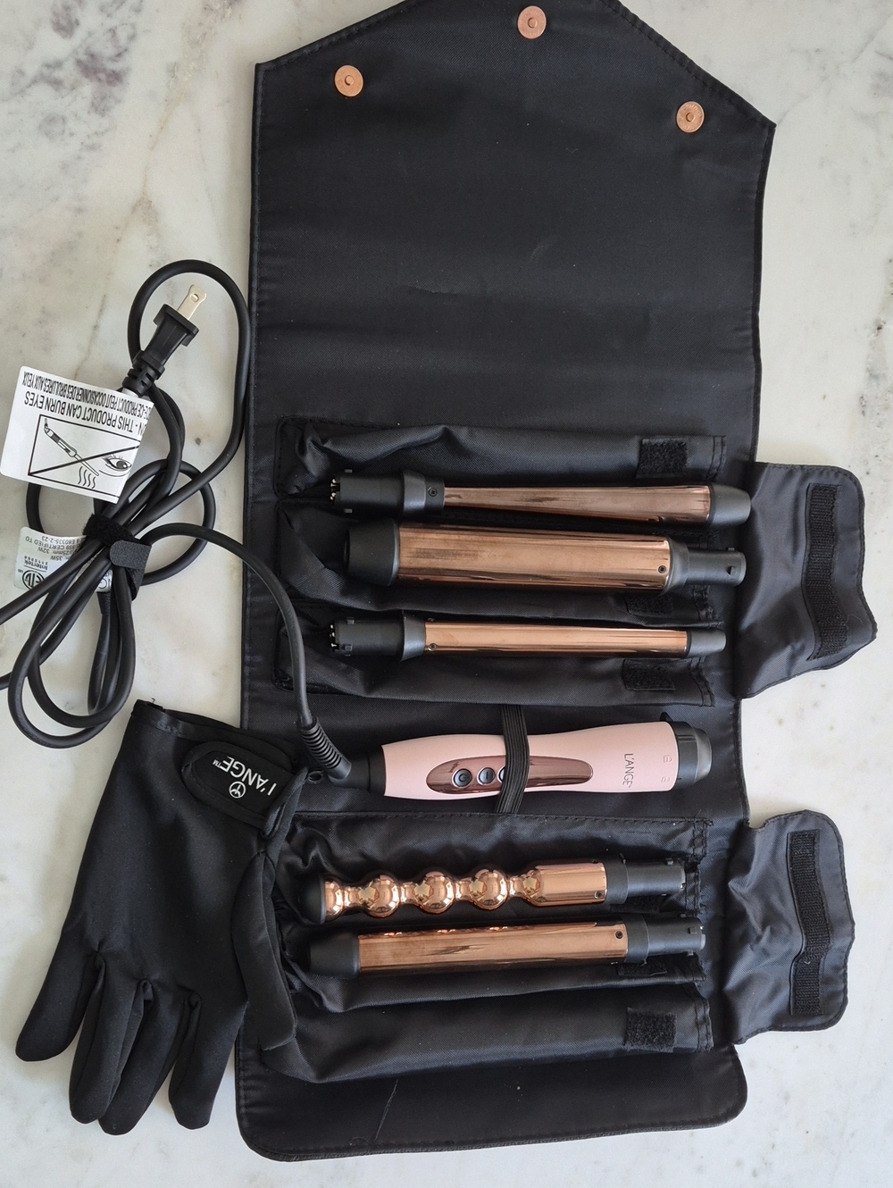LANGE Rose Gold 5-in-1 Interchangeable Curling Wand Set